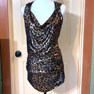 🟥Clearance 3/$12! Gold and black leopard print mini dress